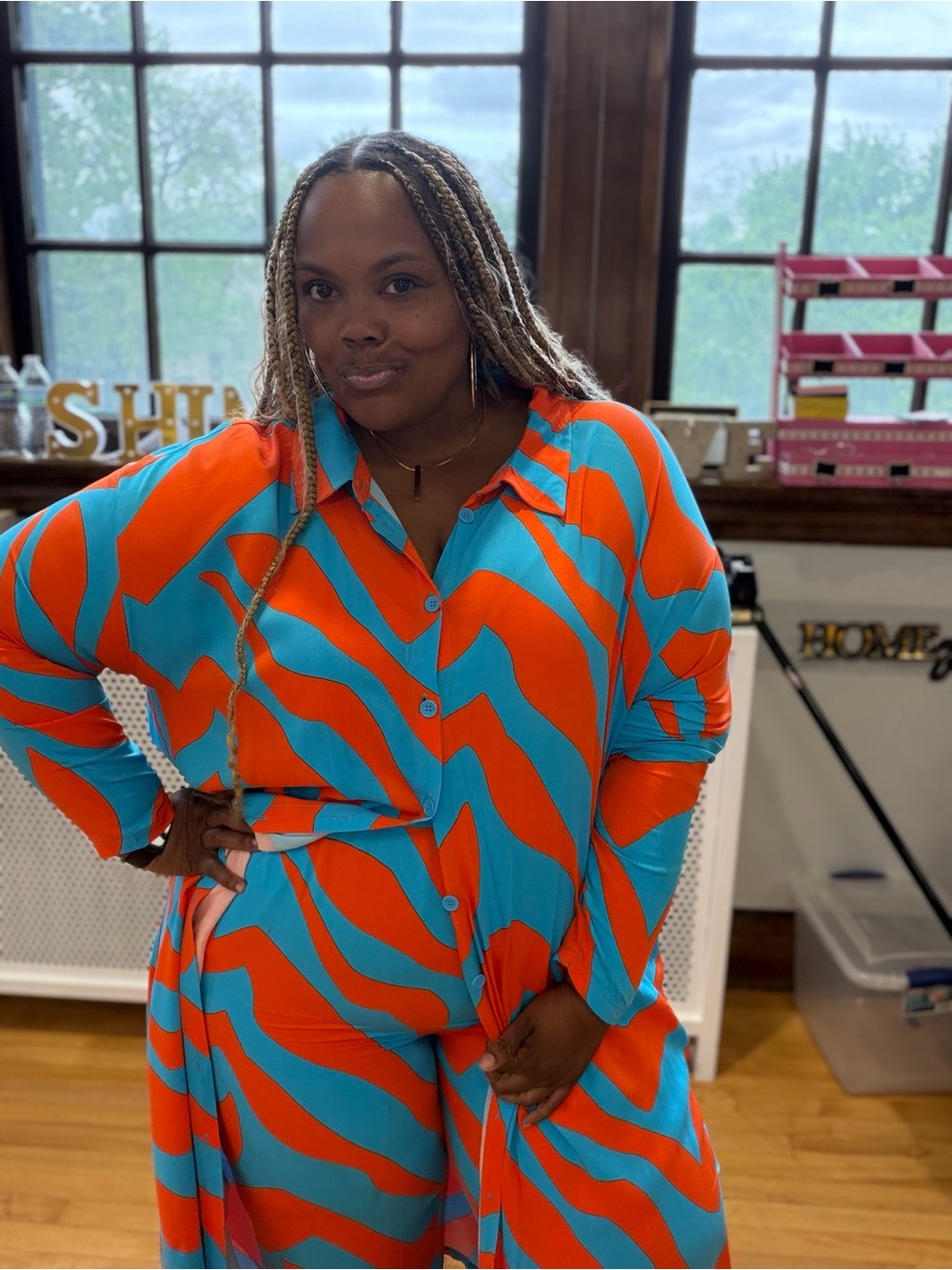 Bright Two-Piece Set in Turquoise and Orange